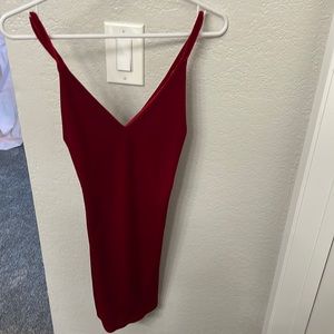 Burgundy Velvet Crossed Back Dress